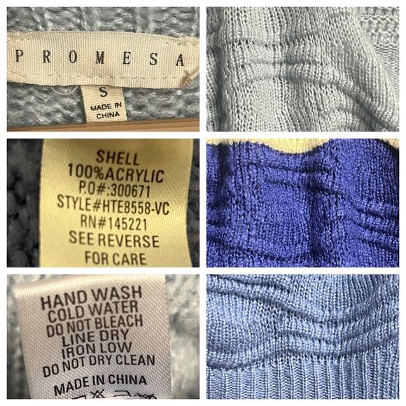 Promesa Women Oversized S Color Block Blue Knit Cardigan Sweater Grandma Core - Picture 11 of 14